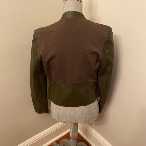 Army Green Faux Leather Blazer - Picture 3 of 3